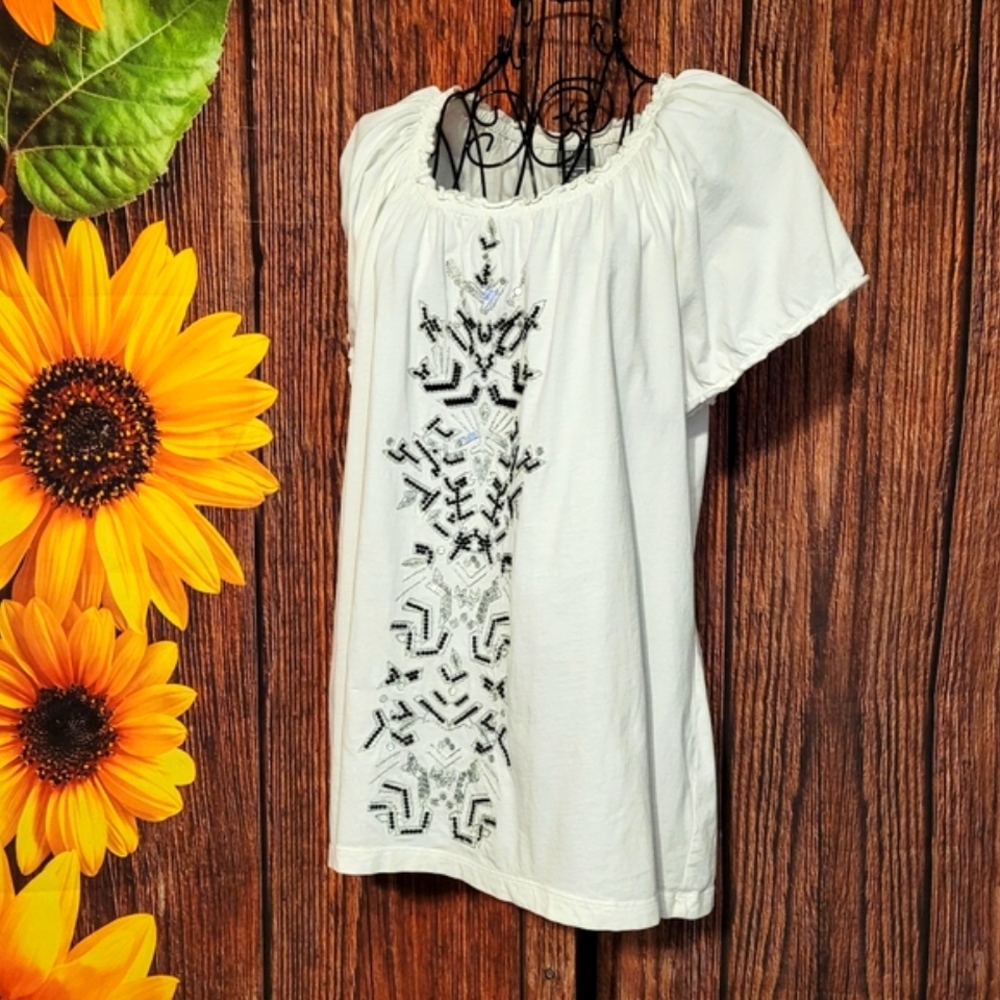 M Collection Woman Snowflake Blouse